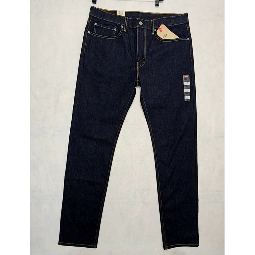 Levi's 502 Jeans Men 34x35 NEW Taper Stretch Dark Wash Indigo Denim Straight Leg
